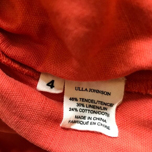 Ulla Johnson Viola Jumpsuit Womens 4 Chili Orange Linen Wide Leg Ruffled Ankle - Picture 9 of 15